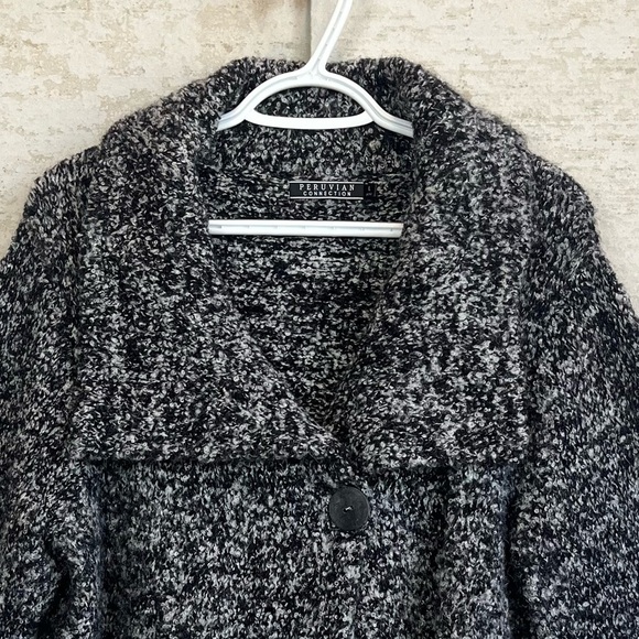 Peruvian Connection Alpaca Silk Cardigan Sweater Sz L Chunky Quiet Luxury Warm - Picture 2 of 15